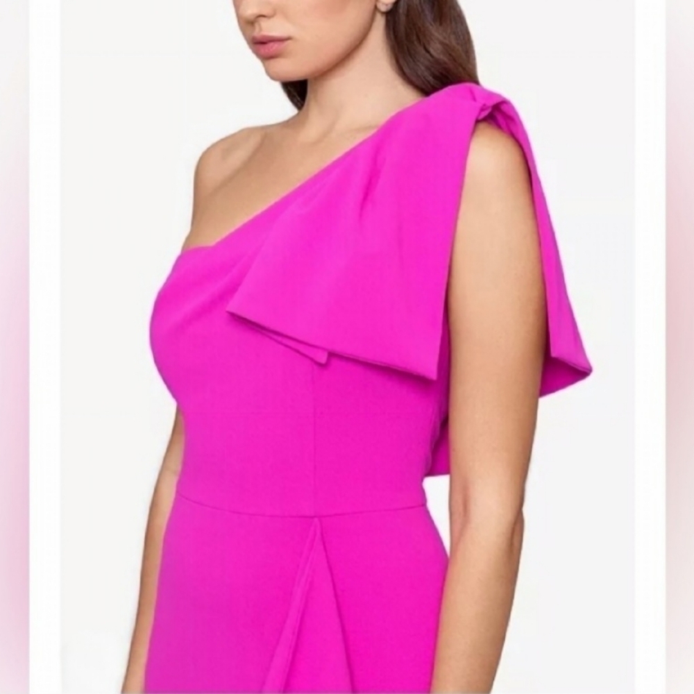 Betsy and Adam One Shoulder Scuba Crepe Gown Size 2 NWOT - Picture 4 of 13